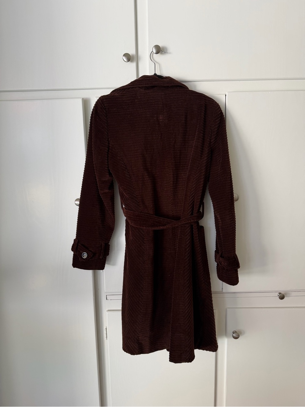Jones New York Corduroy Belted Midi Pea Coat in Brown - Picture 5 of 5